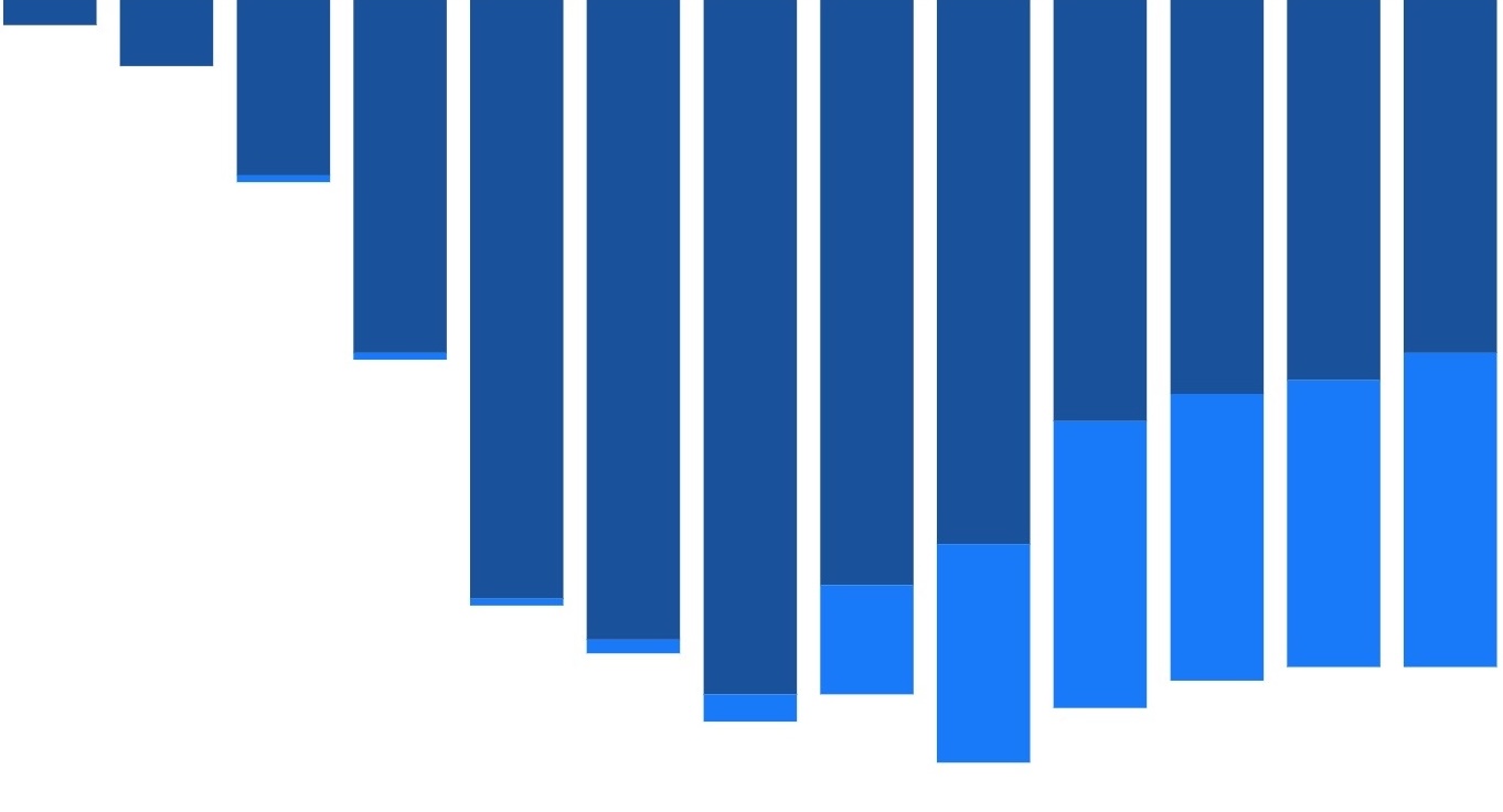 Bar charts running from top to bottom in shades of blue.