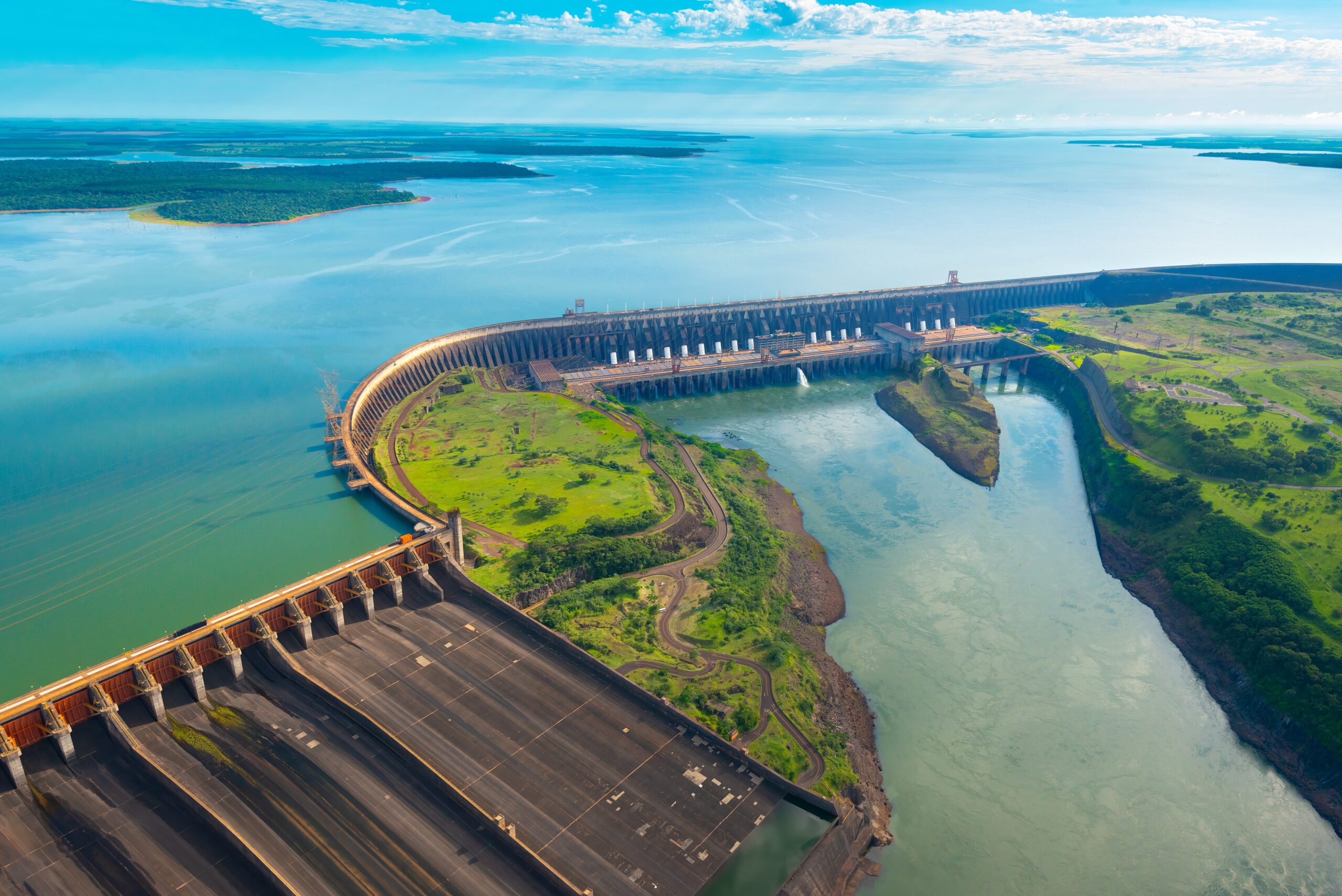 Located along the Brazil-Paraguay border on the Parana River, Itaipu Dam is the world's third largest hydroelectric dam.